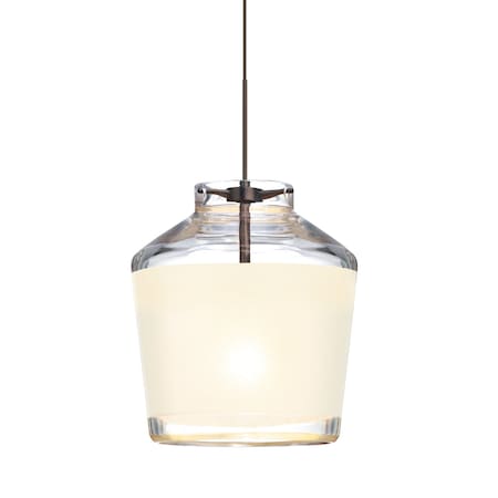 Besa Lighting Pica 6 Cord Pendant, White Sand, Bronze Finish, 1x5W LED 1XT-PIC6WH-LED-BR